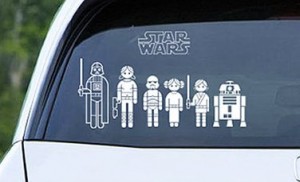 Vader and Padme' have a baby Stormtrooper and a droid? Okay.